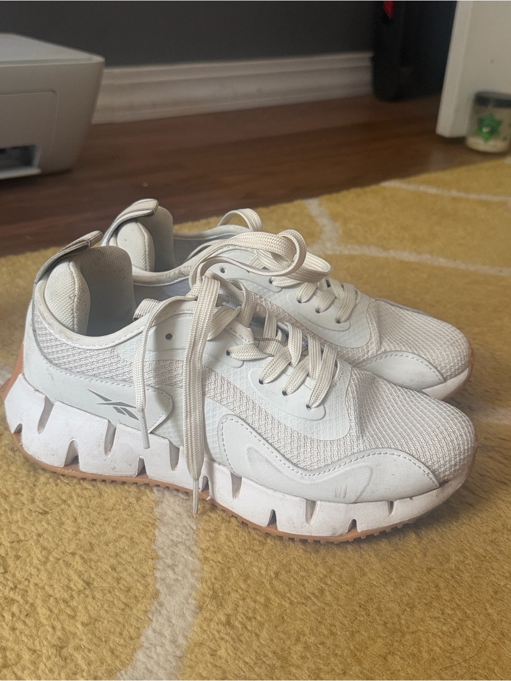 Reebok Women’s White and Tan Platform Sneakers